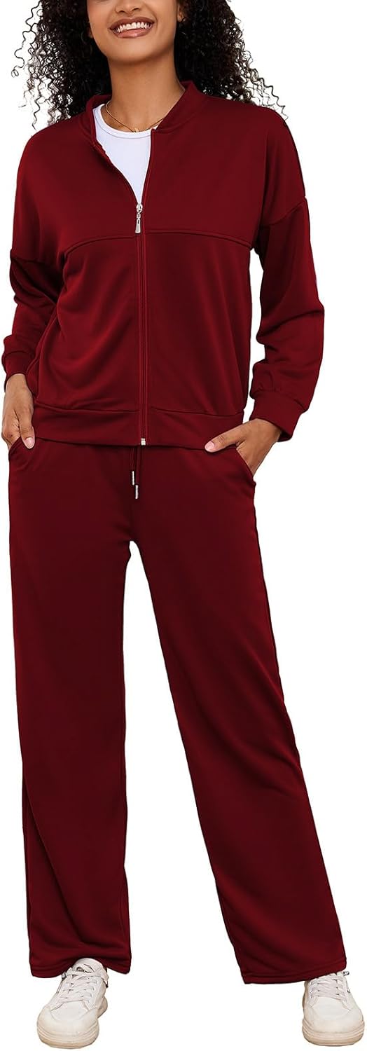 PINSV Women's 2 Piece Outfits Sweatsuits Full Zip Sweatshirts Wide Leg Sweatpant Sets Tracksuits - Image 6