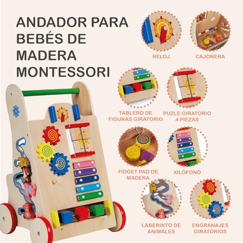Variante de BUDDY BABY andador bebe madera Montessori con panel