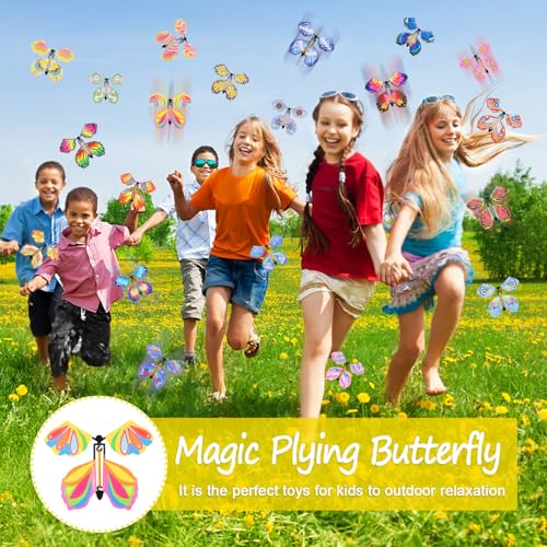Image of LOMIMOS 40PCS Magic Flying Butterflies, Wind Up Butterfly Gift Fairy Flying Toy for Kids Surprise Explosion Box Wedding Birthday Party Book Greeting Card(20 Styles)