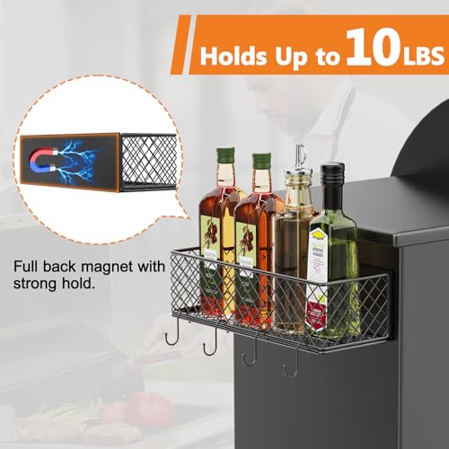 Image of Ormeli 1 Pack Magnetic Storage Bin for Traeger Smoker Grill Caddy with Paper Towel Holder, Grill Basket for Some Models of Traeger /Pit Boss /Z Grill Smoker Accessories, Griddle Caddy for Outdoor