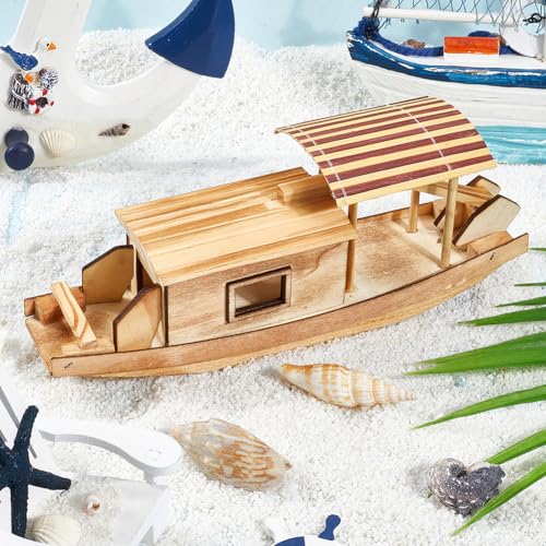 GORGECRAFT Unfertiges Holzbootmodell Holzboot Bastelprojekt Mini Boot Sandbraunes Kanu Bastelprojekt Schreibtisch Ozeanlandschaftsornament als Tafelaufsatz Heimbüro DIY Projektbedarf