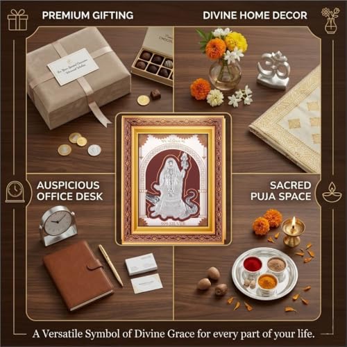 Image of 999 Pure Silver Khodiyarmaa Frame | Divine Home Decor | Wall Mount Square Photo for Gift, Wooden PhotoFrame for Temple & OfficeDecor, SilverGift Items | hangingframe (10.50 inch x 9 inch Inch)