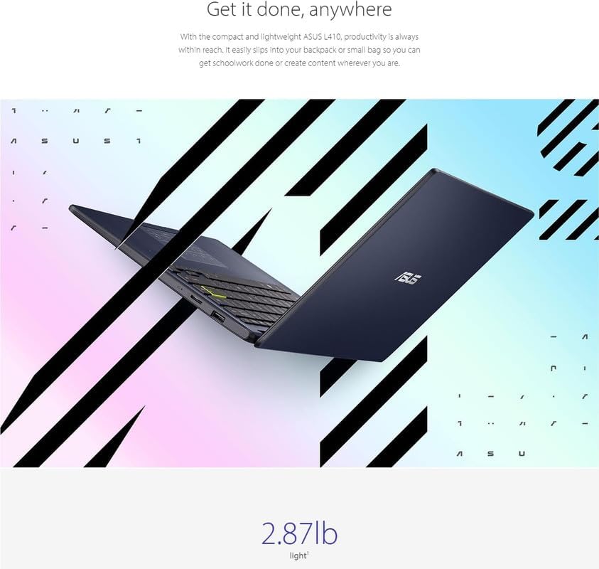 ASUS Vivobook Ultrathin Go Laptop 2024Newest, 14'' FHD Display, Dual-Core Intel Celeron N4500 (Upto 2.80GHz), 4GB RAM, 128GB (64GB eMMC+64GB SD), Webcam, Long Battery, Windows 11S +MarxsolAccessory - Image 7