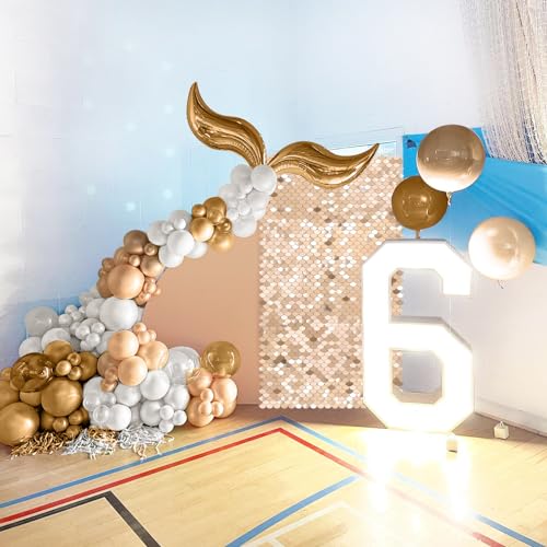 Image of Champagne Shimmer Wall Backdrop Panels - 3ftx4ft Sequin Photo Backdrop for Birthday Glitter Wedding Mermaid Wall Disco Background Decoration