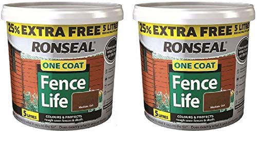 Ronseal 5L One Coat Fence Life Fence Paint Bundle Deal 2 for