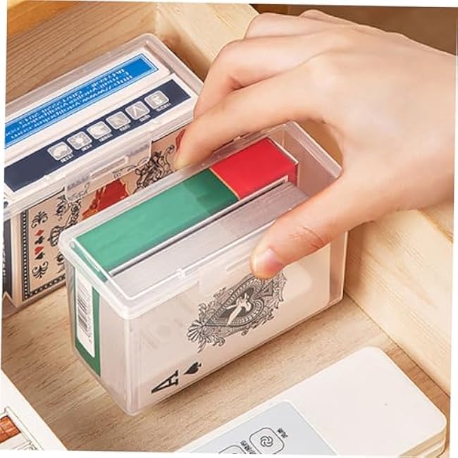 ARTIBETTER 4pcs Transparent Card Organizer Box with Lid Portable Document Holder for Home and Office Use Sturdy Multi Purpose Storage Container for Cards and Documents