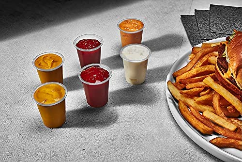 King Zak 150 Sets - 1.5Oz, Disposable Mini Plastic Jello Shot Cups With Lids Perfect For Portion Souffle, Condiment, Dipping Sauce, Salad Dressing And More #TOP2