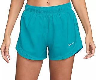 Nike Women's Dri-FIT Tempo Mid-Rise Brief-Lined Running Shorts, Small, Dusty Cactus (Teal)