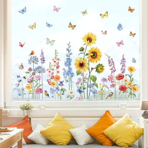Spring Summer Garden Flower Double Sided Window Clings Wildflower Sunflower Butterflies Floral Anti-Collision Window Stickers Decals
| Garden Flower Double Sided Window Clings Wildflower Sunflower Butterflies Anti-Collision Glass Doors Stickers Deca