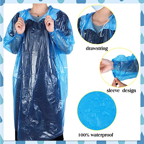 Ramede 24 Pcs Rain Ponchos Family Pack, Rain Poncho For Adults Kids Emergency Poncho Reusable Disposable Poncho With Drawstring Hood, 4 Colors #TOP2