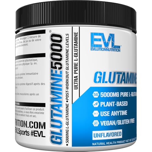 Evlution Nutrition L-Glutamine 5000, 5g Pure L Glutamine Per Serving, Post Workout, Vegan, Gluten-Free, Unflavored Powder (60 Servings) - Image 6