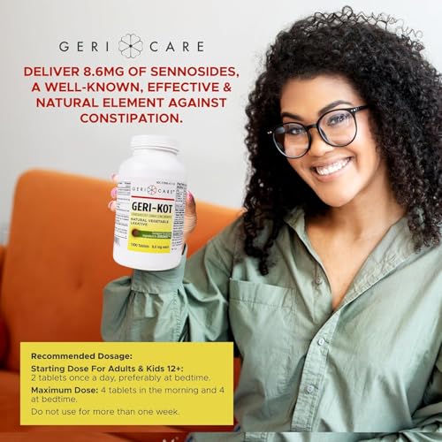 Image of Geri-KOT Senna Laxative & Stool Softener Tablets, 1000ct| Natural Vegetable Stimulant Laxative| Smooth Bowel Movement Senna Tablets| Fast-Acting, Gentle Constipation Relief| 8.6mg Sennosides (2pk)
