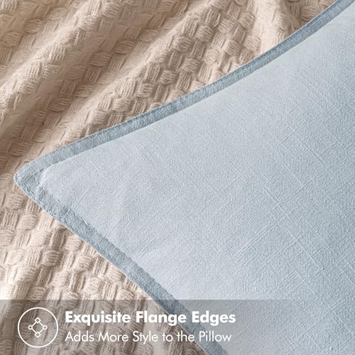 Image of MIULEE Decorative Linen Euro Sham Pillow Covers 28x28 Inch Light Blue Boho Farmhouse Neutral Couch Throw Pillows for Bed Pack of 2 Accent Modern Pillowcase Sofa Livingroom Home Decor