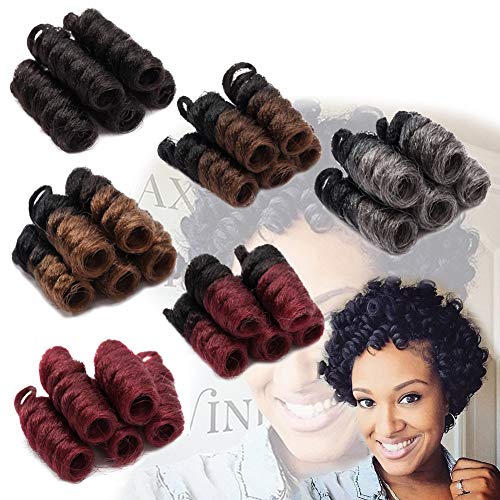 Benehair Saniya Curly Crochet Hair Ombre Synthetic Jumpy Wand Toni Curl Crochet Hair for Black Women 10 inch Two Tones Spiral Curls Jamaican Bouncy Twist Braiding Hair 5 packs Black to Sandy Blonde