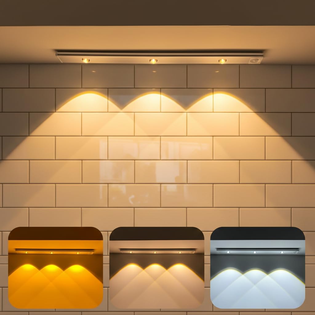 Desidiya Motion Sensor Under Cabinet LED Light, USB Rechargeable, Stepless Dimmable, 3 Color Temperatures (3000K/4000K/6000K), 400mAh Battery, Dimmable Closet Lamp, Wireless Stick-On for Wardrobe-image-43