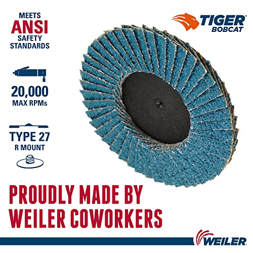 Image of Weiler 50962 3 inch Bobcat Mini Abrasive Flap Disc, Flat (TY27), Type R Mount, 40Z (Pack of 10)