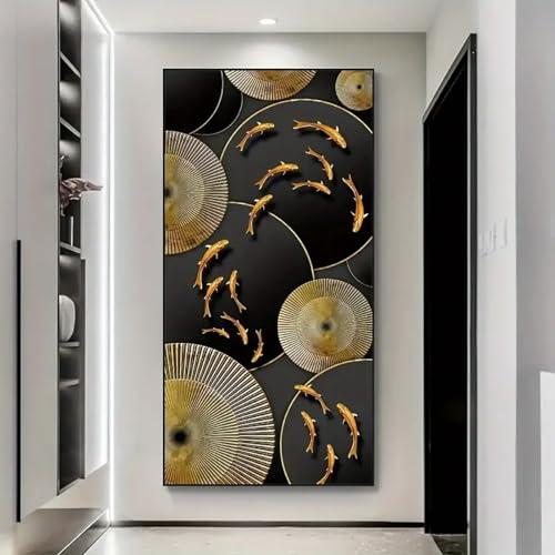 Poissons nageurs peinture sur toile moderne pour decoration salon