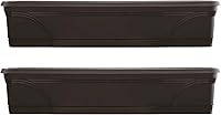 Southern Patio 36-Inch Medallion Hanging Window Box Planter, Black - UV-Protected Resin, Drainage Holes, 2-Pack for Indoor/Outdoor Gardens