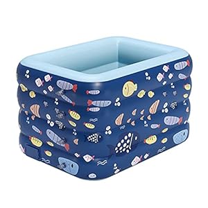 LANHA Automatisch opblaasbaar zwembad, rechthoekig kinderzwembad, verdikt familieloungepool, slijtvast voor volwassenen en kinderen, peuters, tuin, achtertuin (blauw roze)