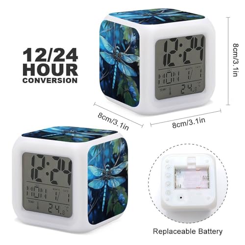 Reloj despertador LED para dormitorio con luz nocturna de libélula 3