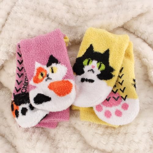 Image of BambooMN Super Soft Warm Cute Women's Animal Non-Slip Fuzzy Fluffy Crew Winter Home Socks