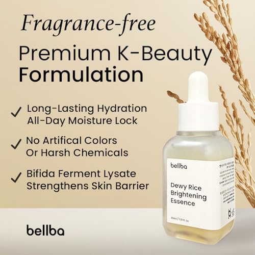 BELLBA Dewy Rice Brightening Essence Korean Serum for Face | K-beauty Skincare Rice Serum for Dark Spots Anti-Aging Hyperpigmentation& Glass Skin Hydrating Light-weight Non-Comedogenic 1 fl.oz - Image 3