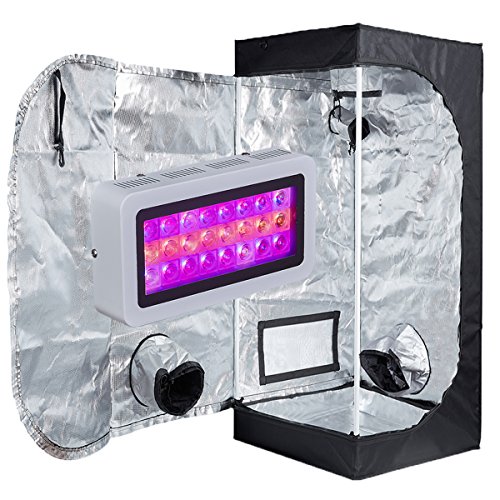 TopoLite LED 300W Full Spectrum Grow Light + 20"x20"x48" Grow Tent Dark Room Indoor Hydroponic System Grow Tent Complete Kit