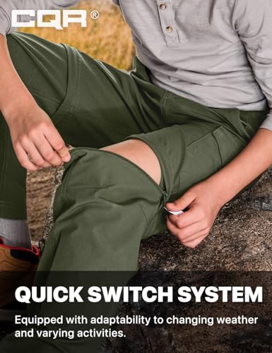CQR Kids Youth Hiking Cargo Pants, UPF 50+ Quick Dry Convertible Zip Off Pants, Outdoor Camping Pants4