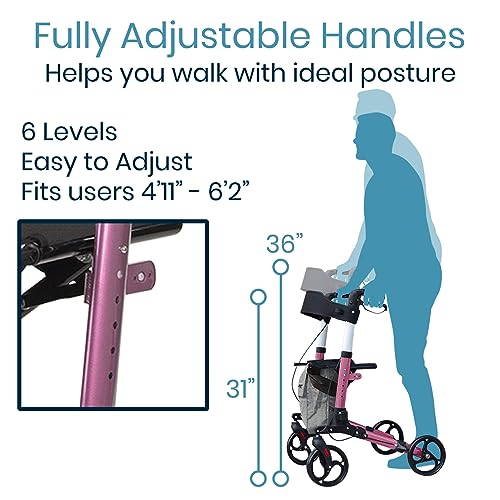 image for Vive Mobility Rollator Walker - Folding 4 Wheel Medical Rolling Walker