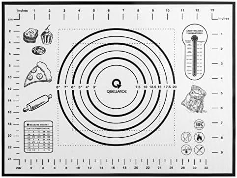 Silicone Pastry Mat with Measurement, Kids Baking Mat for Fondant, Rolling Dough, Pie Crust, Pizza and Cookies, Dough Mat, Counter Mat 12