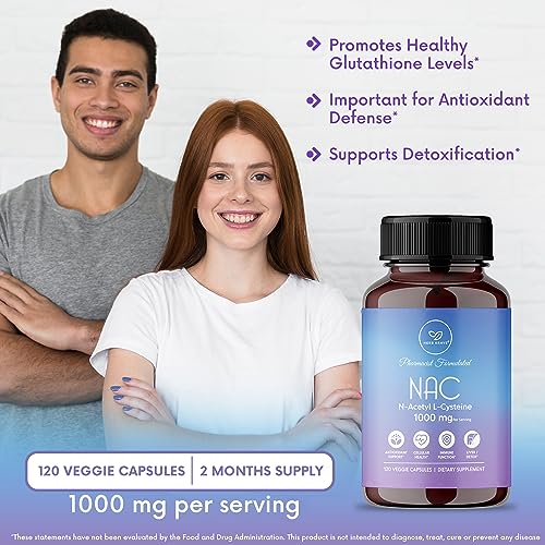 Herb Krave NAC Supplement N-Acetyl Cysteine 1000 mg, Amino Acid, Natural Antioxidant, Support for Liver, Lung, Immune System, Fertility | 120 N-Acetyl-L-Cysteine Capsule - Image 6