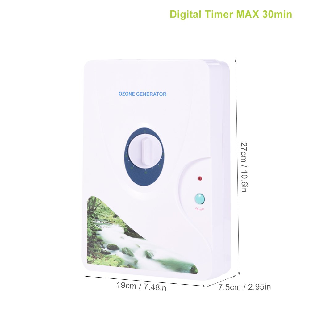 Ozon-Generator 600 mg/h, tragbar mit digitaler Zeitschaltuhr, für Wasser, Gemüse, Obst