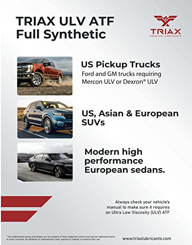 Triax Ulv Atf, Ultra Low Viscosity, Full Synthetic Atf For Modern High Performance Transmissions (1 Gallon) #TOP4