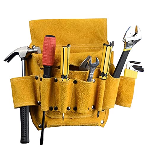 ChengBeautiful Tool Belt Bag Outdoor Leather Multifunctional Hardware Tool Belt Bag Electrician Gardening Tool Storage Bag (Color : Yellow, Size : 28X20X17CM)