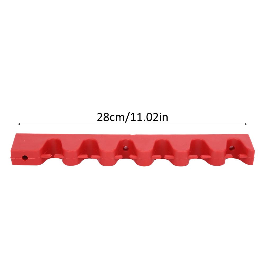 Leftwei 6 Hole Billiard Cue Rack, Rubber, 28cm/11.02inch, Wall Mount, Red, Pool Cue Clips for Billiard Players and Pool Bar