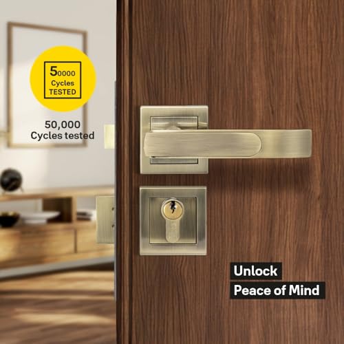 Image of Yale YECM-603-OR-TT-AB Mortise Door Lock for Bedroom /Home /Office /Hotel Suitable for Left /Right Handed Doors | Rose & Escutcheons with Thumb Turn, 3 Keys Cylinder and Lock Body (Antique Brass)