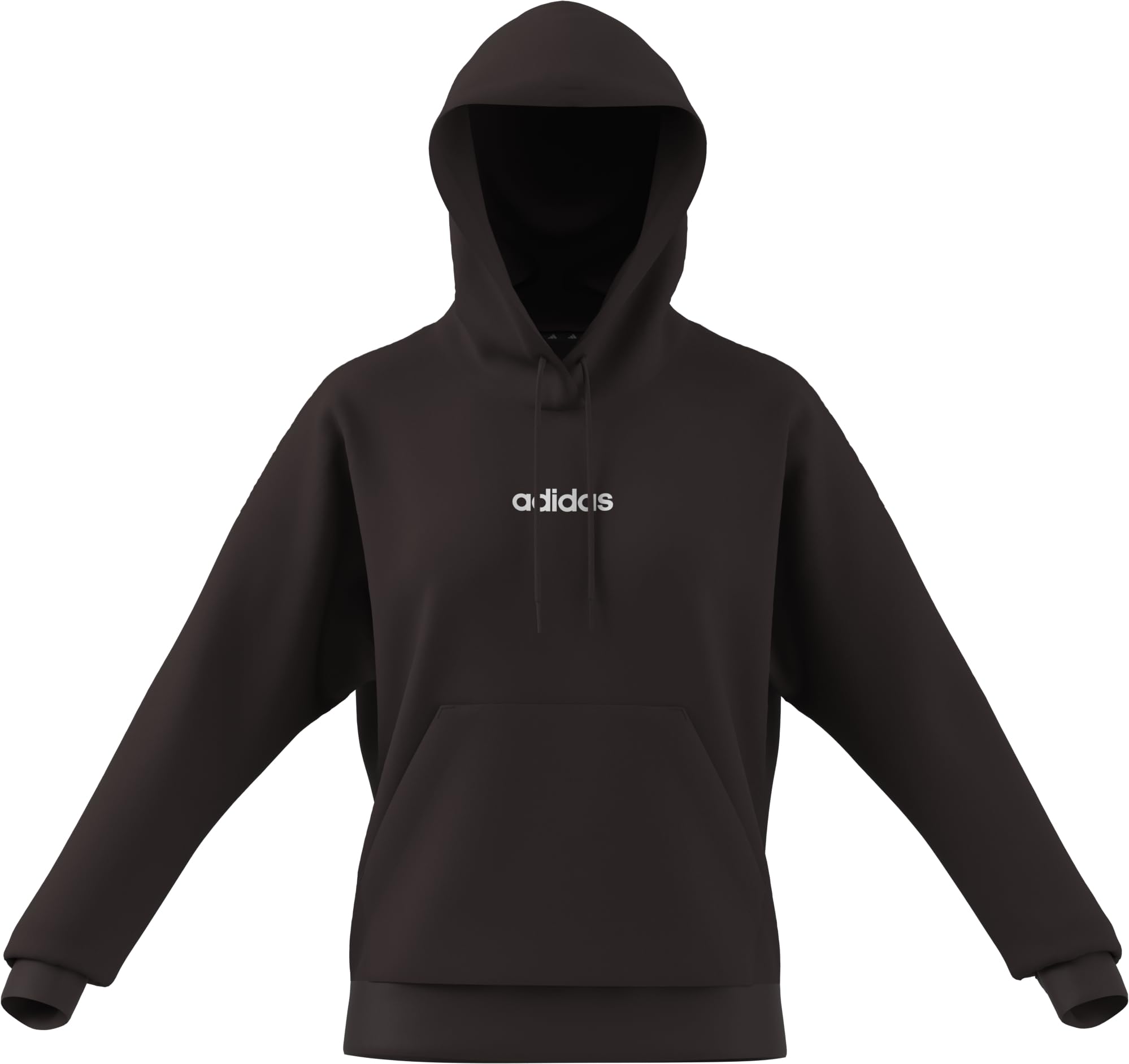Adidas Damen Essentials LINEAR Fleece Hoodie, Shadow Brown/White, L