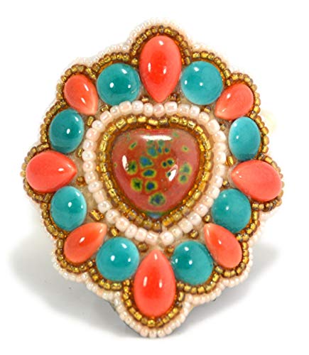 Bracelet élastique petit cœur perles de porcelaine finition haut gamme