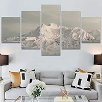 SIGNWIN 5 Panel Canvas Wall Art Modern Art Expressive Landscape Modern Mountain Top Multicolor Photography for Home Decorations Ready to Hang - 60