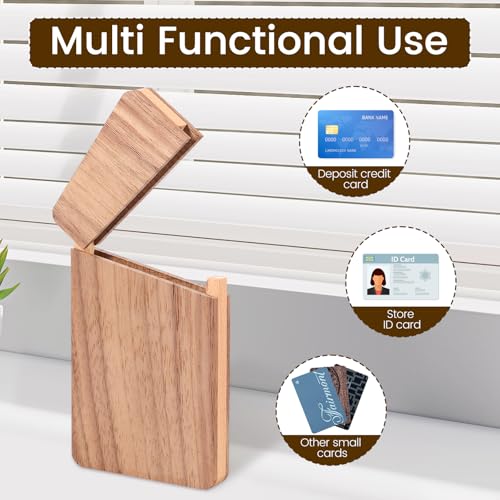 Wood Business Cards Holder, Business Card Case Name Cards Holder, Portable Custom Engraved Business Cards Holder Box with Magnetic Closure for Men2