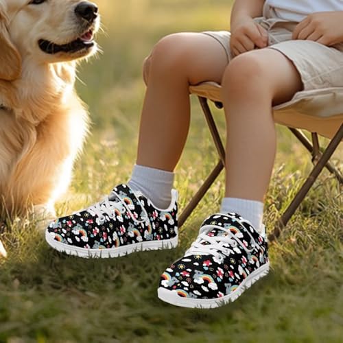 Boys Sneakers Kids Running Shoes Girls Mesh Fitness Shoe Indoor Training Sneaker Lightweight Outdoor Sports Athletic Tennis Shoes for Little Kid/Big Kid Koala Rainbow Pattern（White Sole）2