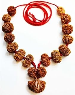 Ramneek Jewels Siddha Rudraksha Mala ( Nepali 1 mukhi to 14 mukhi Rudraksha) with Gauri shankar & Ganesha rudraksha - ( Big Size )