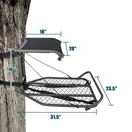 Wdsystin Treestands Medium Mesh Hang-On Treestand | Single-Person Hunting Ladderstand | Steel Climbing Tree Stand | Max 300Lbs #TOP1