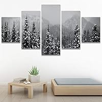 SIGNWIN 5 Panel Canvas Wall Art Duotone Forest for Home Decorations Ready to Hang - 60