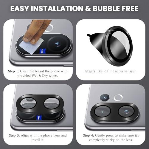 Image of ArmourPro Camera Lens Protection Compatible with Vivo V60 (6.67 Inches) With Edge To Edge Camera Protection Coverage| Black, Pack of 1