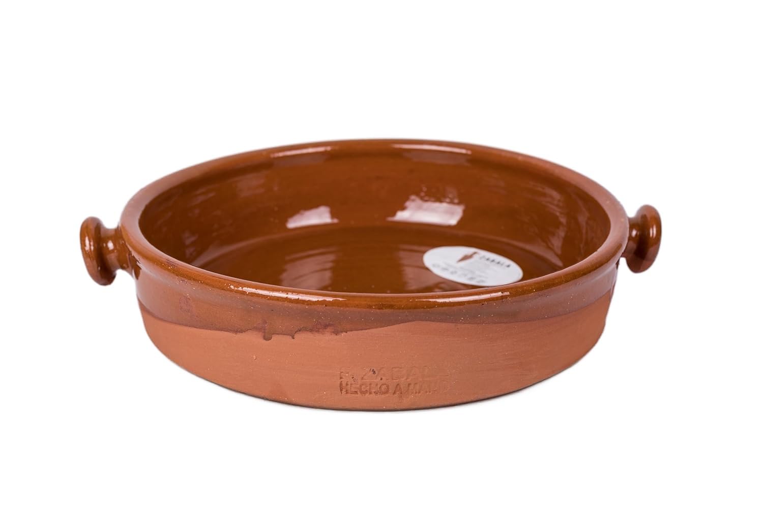 Cazuela de barro redonda ecológica para cocinar de 30 cm. Ideal para guisos y asados caseros