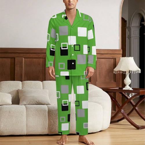 Mens Pajama Set, Soft Button Down Pajamas, Long Sleeve Pjs Sleepwear Loungewear Comfy Sleep Sets2