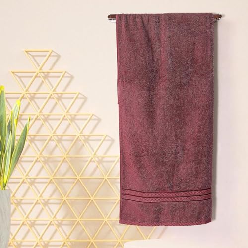 Image of Layers 100% Cotton Bath Towel | True Care Collection | 380 GSM Super Absorbent | Soft & Quick Dry | Shrink & Pill Resistant | Brown Solid Minimalist | 1 Piece for Men & Women | 60 x 120 cm