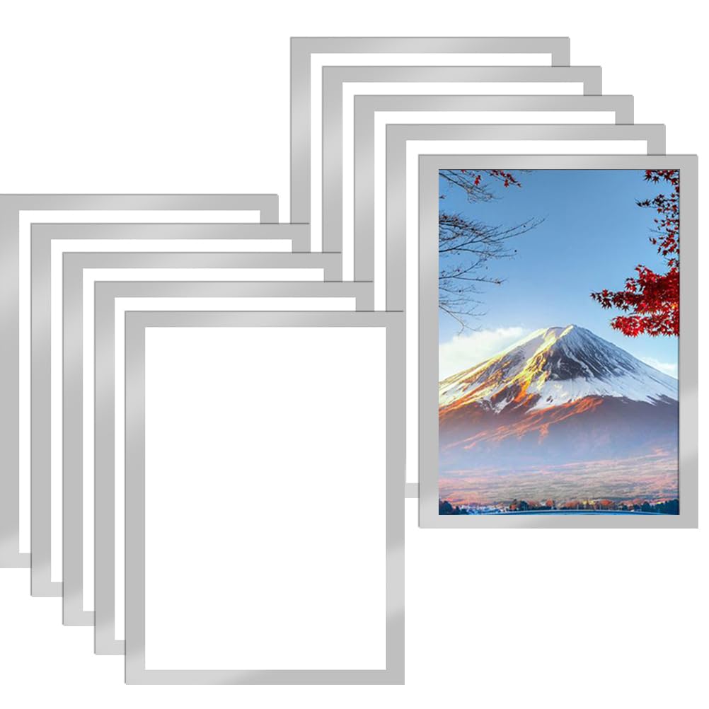 10pcs A4 Cornice Magnetica Autoadesiva,Informazioni Cornice argento, Display Impermeabile,Coperture per Segnaletica,Foto,Documenti,Pareti e Finestre,Chiusura Magnetica,Copertura Magnetica(32,5x24cm)