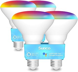 Sunco BR30 Alexa Smart Flood Light Bulbs Color Changing LED Recessed WiFi Bulb, 8W, RGBCW, Dimmable, 650 LM, Compatible with Alexa & Google Assistant, E26 Base, No Hub Required 4 Pack